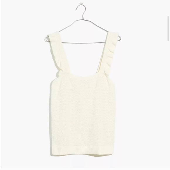 NWT Madewell Crocheted Ruffle-Strap Sweater Tank - Picture 4 of 6